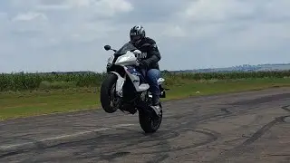 BMW S1000RR flyby and exhaust sound on airfield