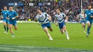 Great Matthew Scott Try from Good Maitland Offload  Scotland v Italy 09 Feb 2013