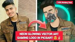 Neon Glowing Vector Art in Mobile - Neon glowing gaming logo - Neon glow photo editing - Neon logo