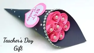 DIY : Easy Teacher's Day Paper Flower Bouquet &bull; teacher day gift idea &bull; how to make teacher day gift