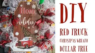 DIY Red Truck Christmas Wreath/Dollar Tree