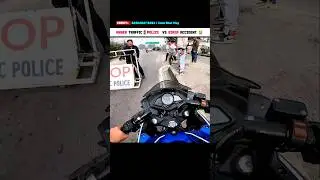 Traffic Police vs Biker 😱 Accident Close Call😭||  Heart-Stopping Moment!📍 #shorts#motovlog #rider