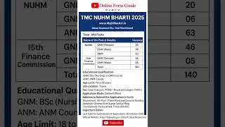 TMC NUHM Bharti 2025 | Thane Municipal Corporation Recruitment 2025 | Apply Now #shorts #job #tmc