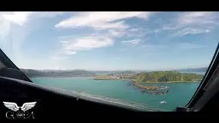 Landing in Wellington New Zealand - Global Express Cockpit View