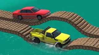 Cars vs Double Log Bridge &mdash; BeamNG.drive