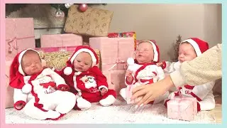 RUTINA DE MAÑANA CON 4 BEBÉS REBORN / ABRIENDO REGALOS DE NAVIDAD | Ada Sweet