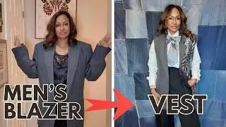 I TURNED A MEN'S BLAZER INTO A VEST | EASY UPCYCLING + STYLING IDEAS