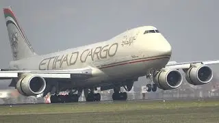 +10 Min AMAZING Heavy Touchdowns, A380, B747F, B777, A330 At The Polderbaan