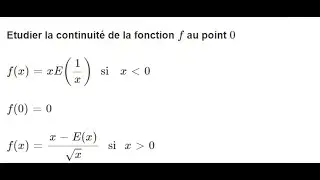 limite avec partie entière   : fonction définie par partie entière   pour 2 BAC SM