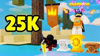 Reaching 25,000 wins in duels with Flaym (Roblox Bedwars)