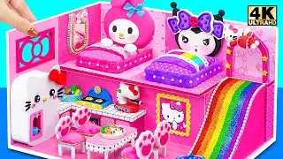 Make Cute My Melody House with Kuromi Two Bedroom, Hello Kitty Kichen Set ❤️ DIY Miniature House