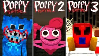 Poppy Playtime Chapter 1-3 - All Jumpscares & Scenes | Minecraft PE