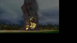 Förderturm in Flammen