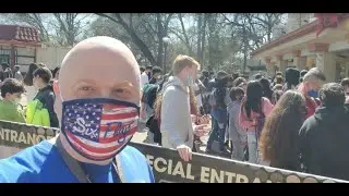 Six Flags Over Texas on a packed Spring Break day. Long lines everywhere.