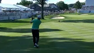 J.B. Holmes nearly holes his approach on No. 18 at Bridgestone