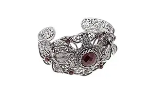Ottoman Silver Jewelry  Red Corundum Cuff