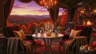 Autumn Mountain Lodge, 1940s | Vintage Fireplace & Cozy Evening Ambience