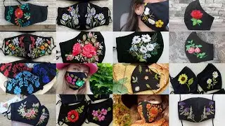 Unique designs of black color embroidery masks / modern embroidery masks /designer ribbon embroidery