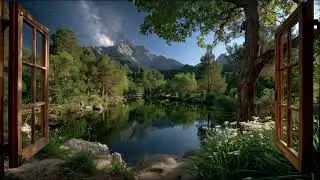 Starry Lake Window View Screensaver 4K | Night Nature Reflections & Calm Ambience