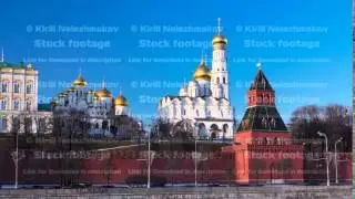 Moscow Kremlin Cathedral winter landscape embankment timelapse hyperlapse