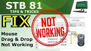 Excel Mouse Cursor Drag and drop Feature not working,  Mouse menu setting fix for Microsoft Excel