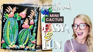 🎨🌵 Stunning Black Canvas Cactus Painting | Easy Acrylic Tutorial for Beginners 🌿✨