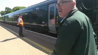 GWR IET manual train dispatch at Tiverton Parkway station towards London Paddington