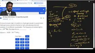 JEE MAIN PYQ: 5 FIND FREQUENCY OF PHOTON REQUIRED TO EXCITE HYDROGEN TO GIVE OUT 6 SPECTRAL LINES