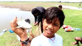 మా చెరువులో చేపలు పడితే చూడ వెళ్లినం | Hunting Fish | Kannayya Vlogs