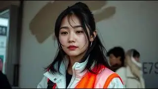 Dramatic cinematic style, natural earth tones, and muted colors, portraying a Korean style woman wit