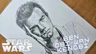 Star Wars is #ObiwanKenobi young in detail Portrait Ballpoint sketch!