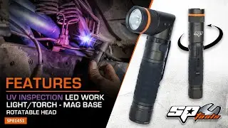 UV INSPECTION LED MAG BASE WORK LIGHT/TORCH WITH ROTATABLE HEAD - SP TOOLS (SP81451)