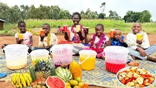 Pure & Natural 🍊 |African Village Mum Makes Fresh Fruit Juice for Happy Village Kids After Christmas
