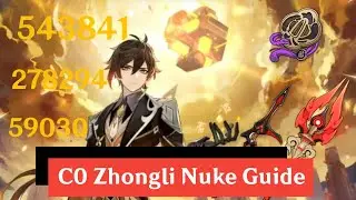 C0 Zhongli Nuke Guide | Zhongli Showcase | Blackcliff polearm R1 | Staff of Homa R1 | Genshin Impact