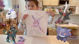 Aiden’s Spooky Pokémon Fusion! 🎨👻 Gengar + Umbreon + Houndstone + Darkrai!