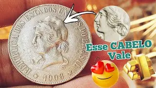 Moeda 2000 R&eacute;is ano 1908 que j&aacute; vale R$ 3600 reais,PRATA RARA e valiosa.