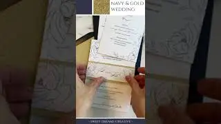 Navy Blue and Gold Glitter Wedding Invitation