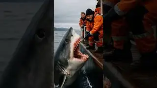 POV: A shark attack a fisherman, amazing scene #shark #pov #fishing #horror #ai #deepseafishing
