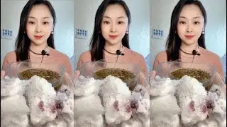 ASMR| Xiao yi Shave ice chunks dip in passion fruit juice | + ONLY BITES