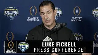 Cincinnati head coach Luke Fickell addresses the media upon the team's arrival in Dallas