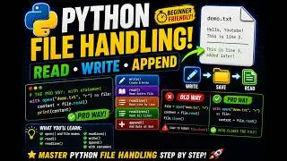 Python File Handling Explained 📁 | open(), read(), write(), append() & with Statement