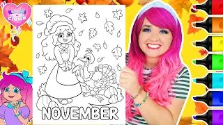 Coloring Kimmi The Clown Calendar Coloring Book | November Thanksgiving Coloring Page | Markers