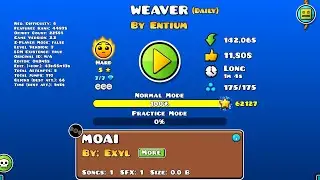Weaver By Entium 100% with all coins Geometry Dash Daily Level.