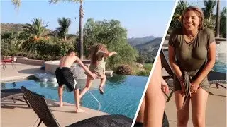 PUSHED HER IN THE POOL PRANK! (With clothes on!!)