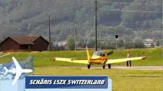 Glider tow and some landings - Airfield Sch&auml;nis LSZX