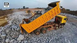 Heavy Trucks Dump Rocks at Stream on the Sunyani Outer Ring Road 4K