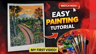Simple Village Landscape Painting | Beginner Acrylic art #painting #danishartify #acrylicpainting