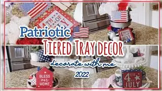 NEW PATRIOTIC TIERED TRAY DECOR 2022 🇺🇸│TIERED TRAY ON A BUDGET│AMERICANA DECOR│ SUMMER DECOR