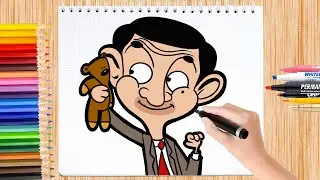 How to Draw Mr Bean and Teddy Bear- Drawing and Coloring - Paintingku