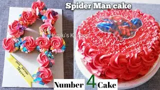 Number 4 കേക്ക് ഈസി ആയിട്ട് ചെയാല്ലോ||Pull Apart Cake|Number cake |Spider Man cake | Cake decoration
